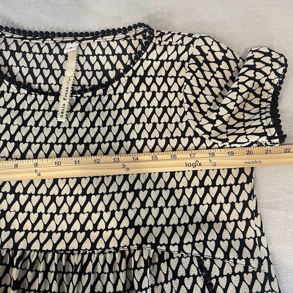 Uncle Frank Tunic Dress Women Sz S Black Cream Heart Print Feminine Romantic Top - Picture 7 of 8